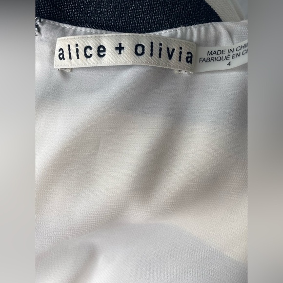 Alice + Olivia Fantine Ruffled Stripe Cap Sleeve Flare Mini Dress - Picture 11 of 14